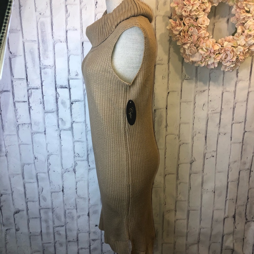 NEW brown turtleneck sleeveless sweater dress - Picture 4 of 8